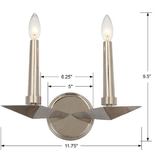 Palmer 2 Light 11.75 inch Polished Nickel Sconce Wall Light