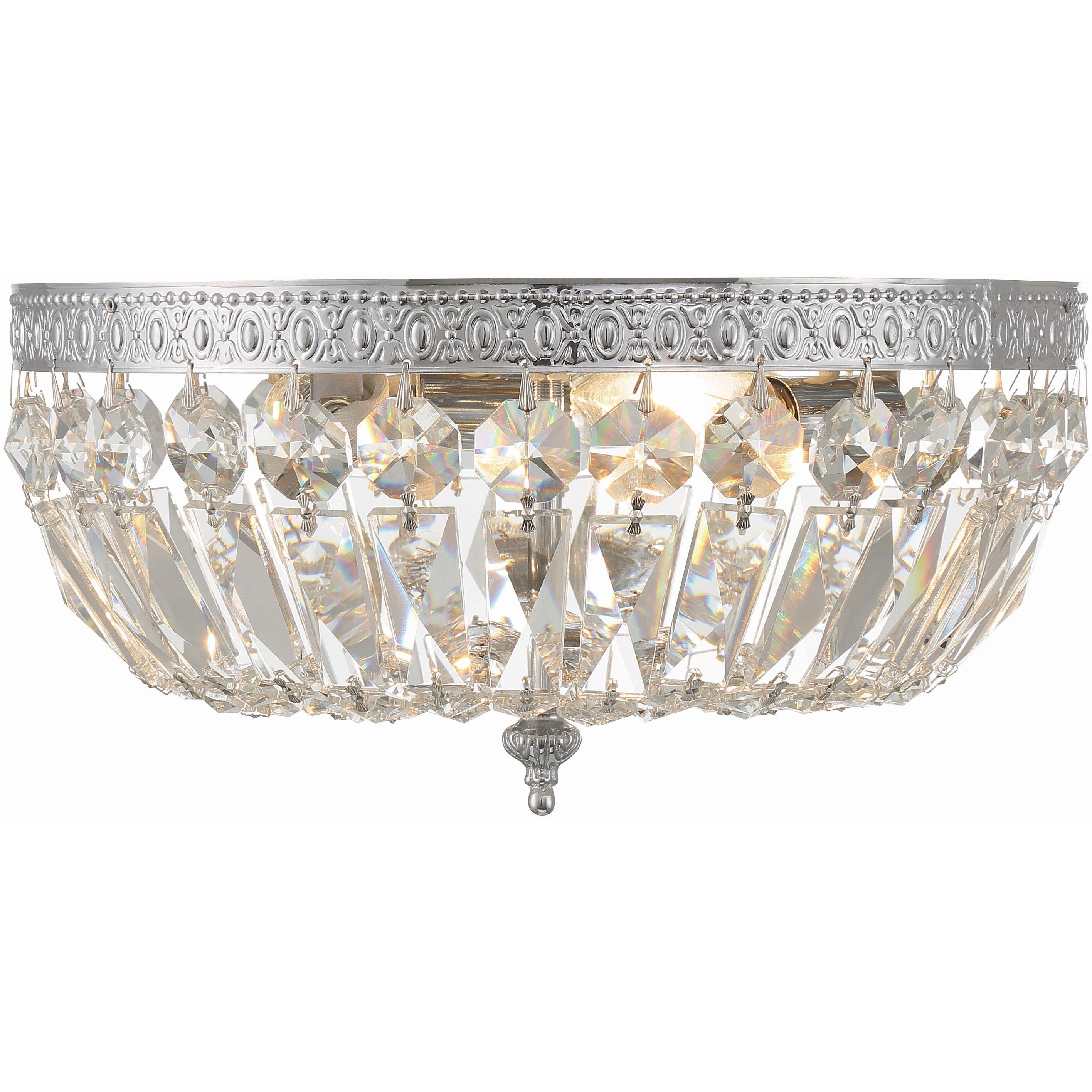 Waltham 3 Light 12 inch Polished Chrome Flush Ceiling Light in Clear Spectra