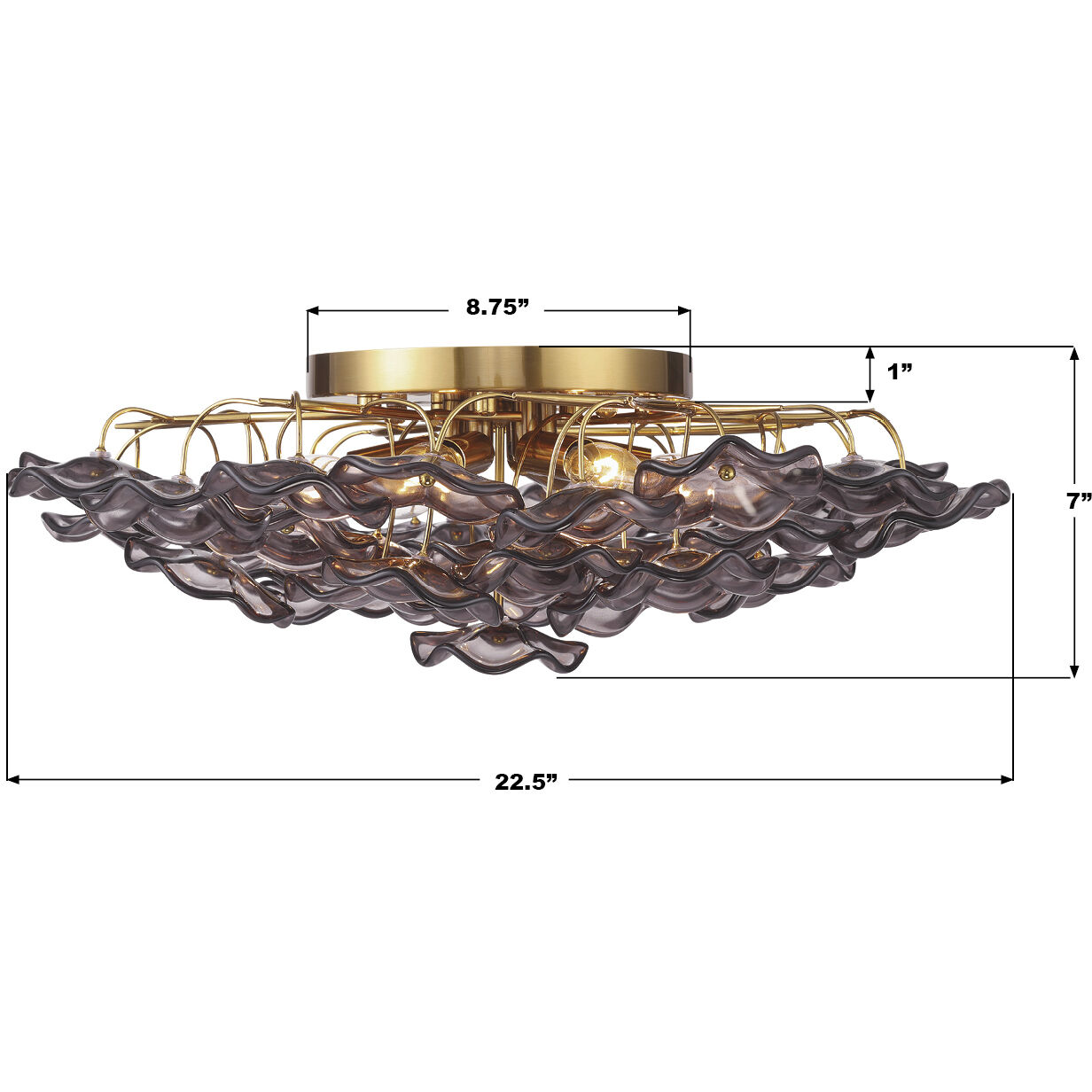 Esme 6 Light 22.5 inch Aged Brass Semi Flush Ceiling Light