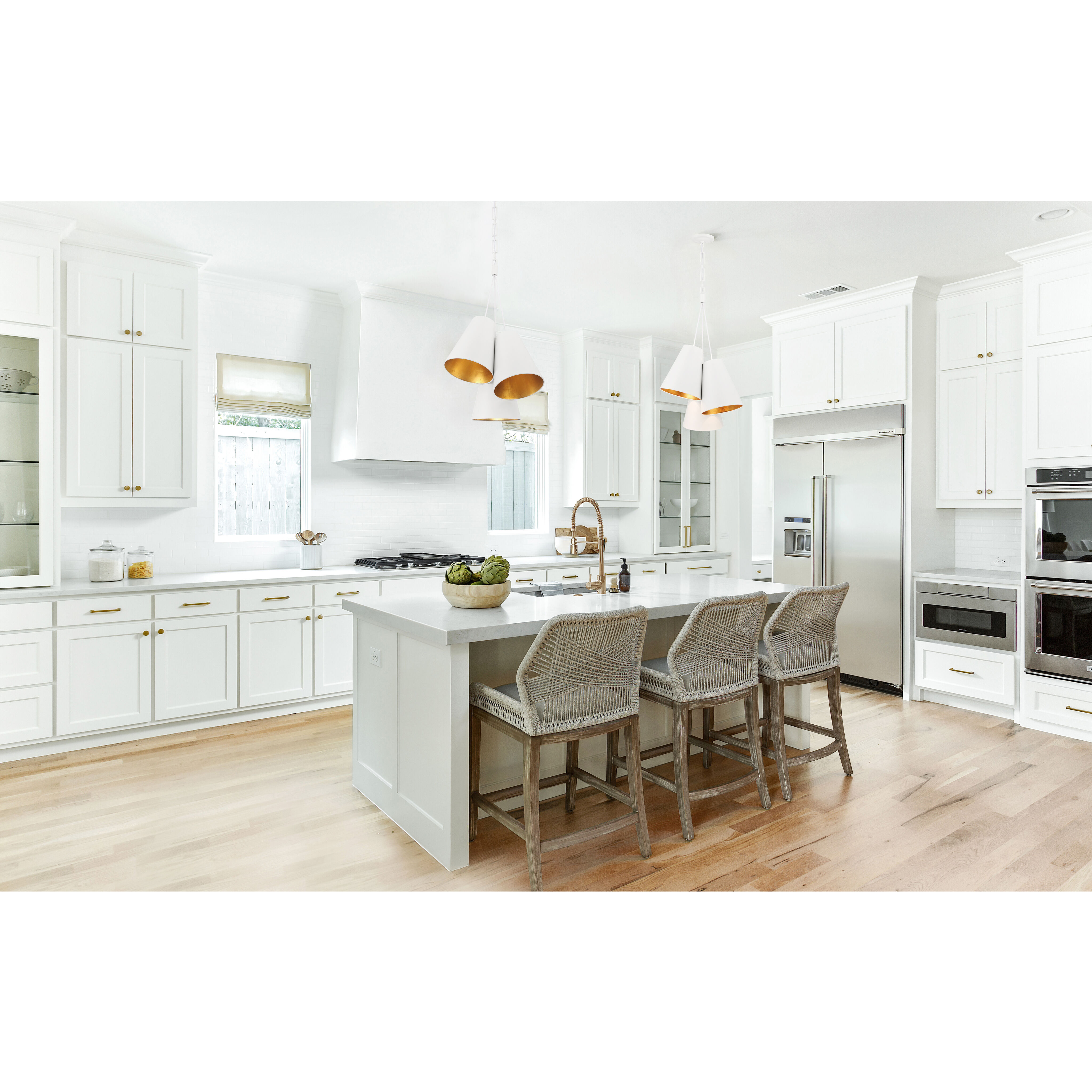 Alston 3 Light 20 inch Matte White/Antique Gold Pendant Ceiling Light in Matte White and Antique Gold