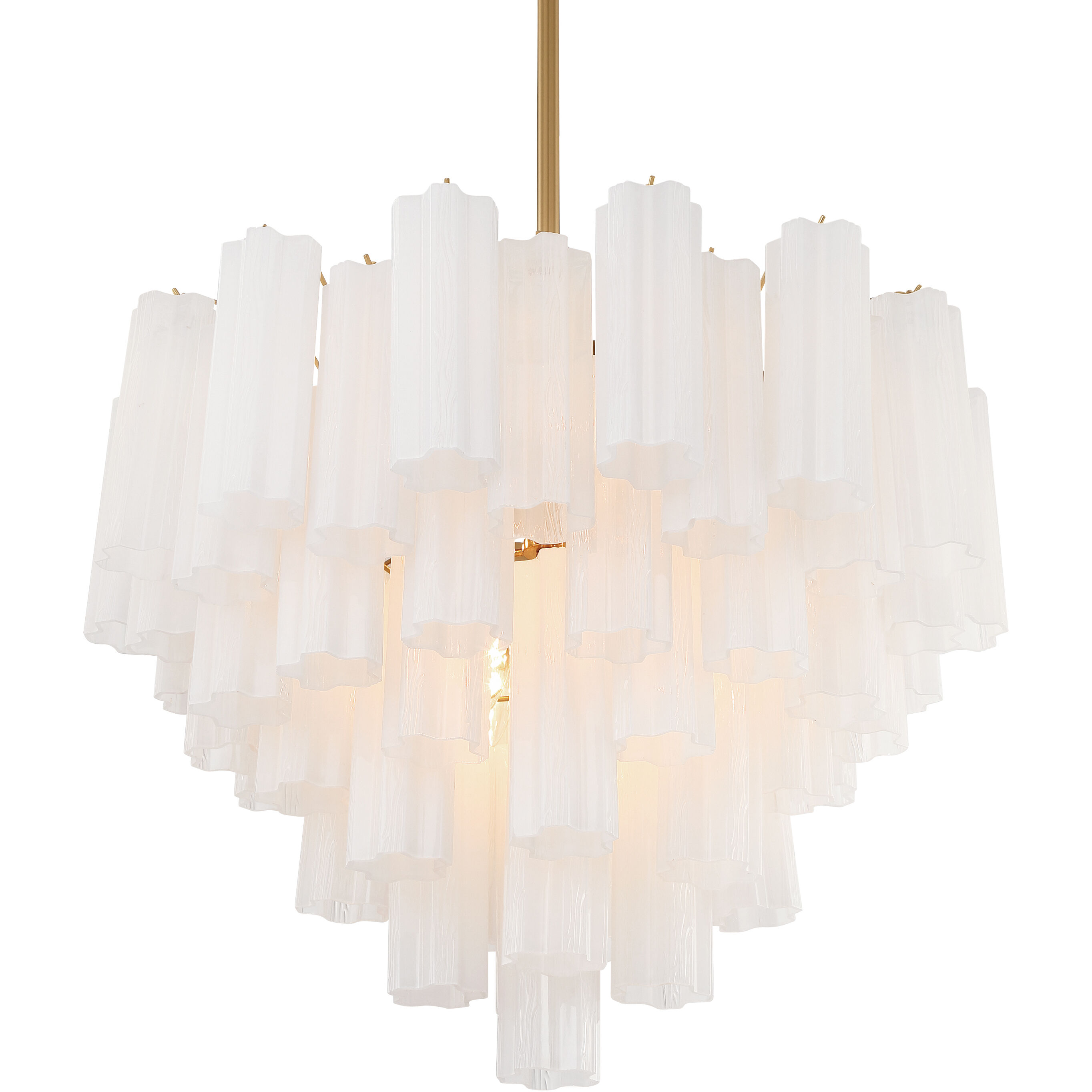 Addis 12 Light 26.75 inch Aged Brass Chandelier Ceiling Light in Tronchi Glass White