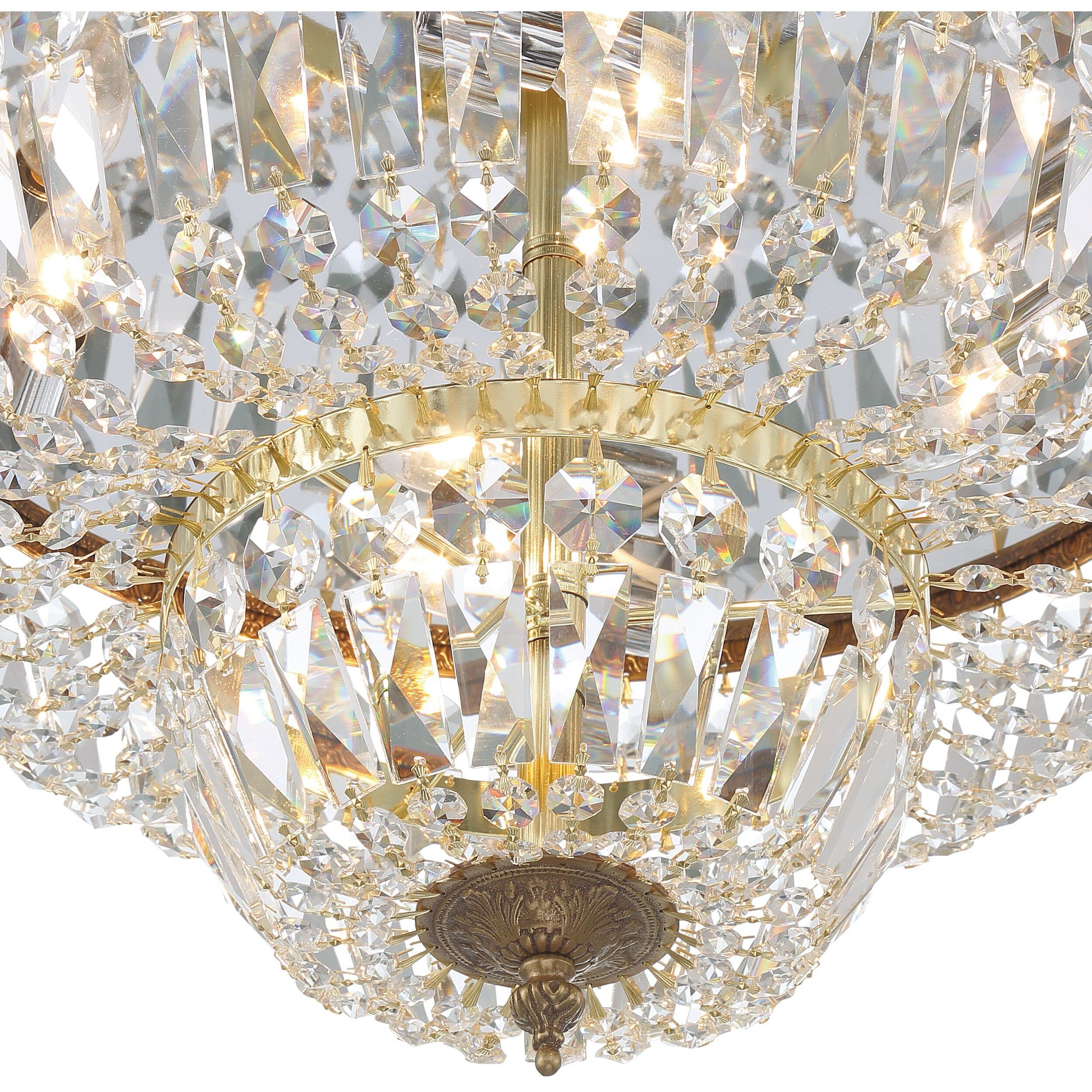 Waltham 4 Light 18 inch Olde Brass Flush Ceiling Light in Clear Spectra