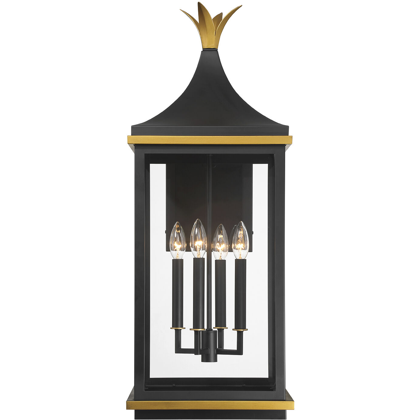 Simpson 4 Light 31.5 inch Matte Black and Textured Gold Outdoor Sconce
