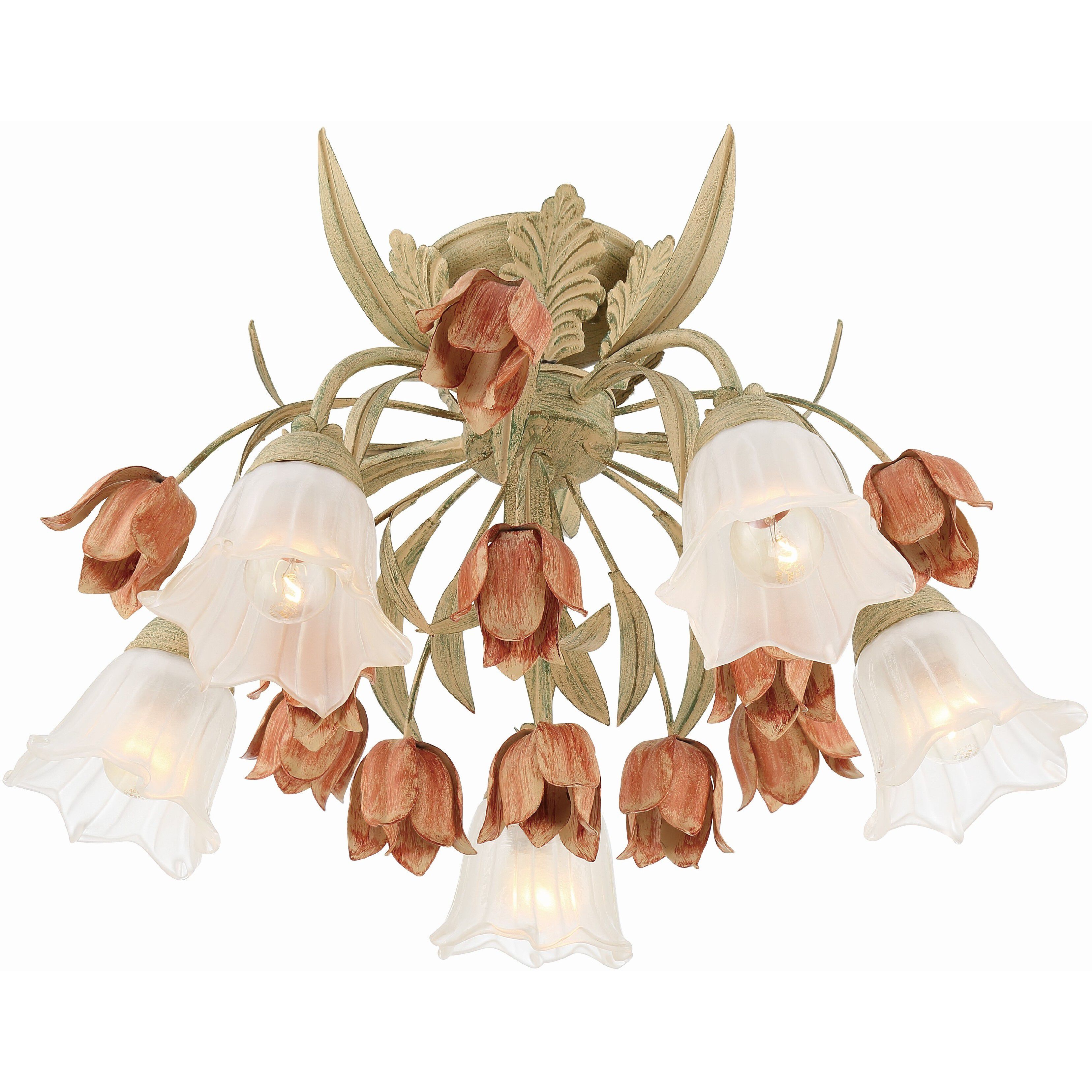 Southport 5 Light 22 inch Sage Rose Semi Flush Ceiling Light