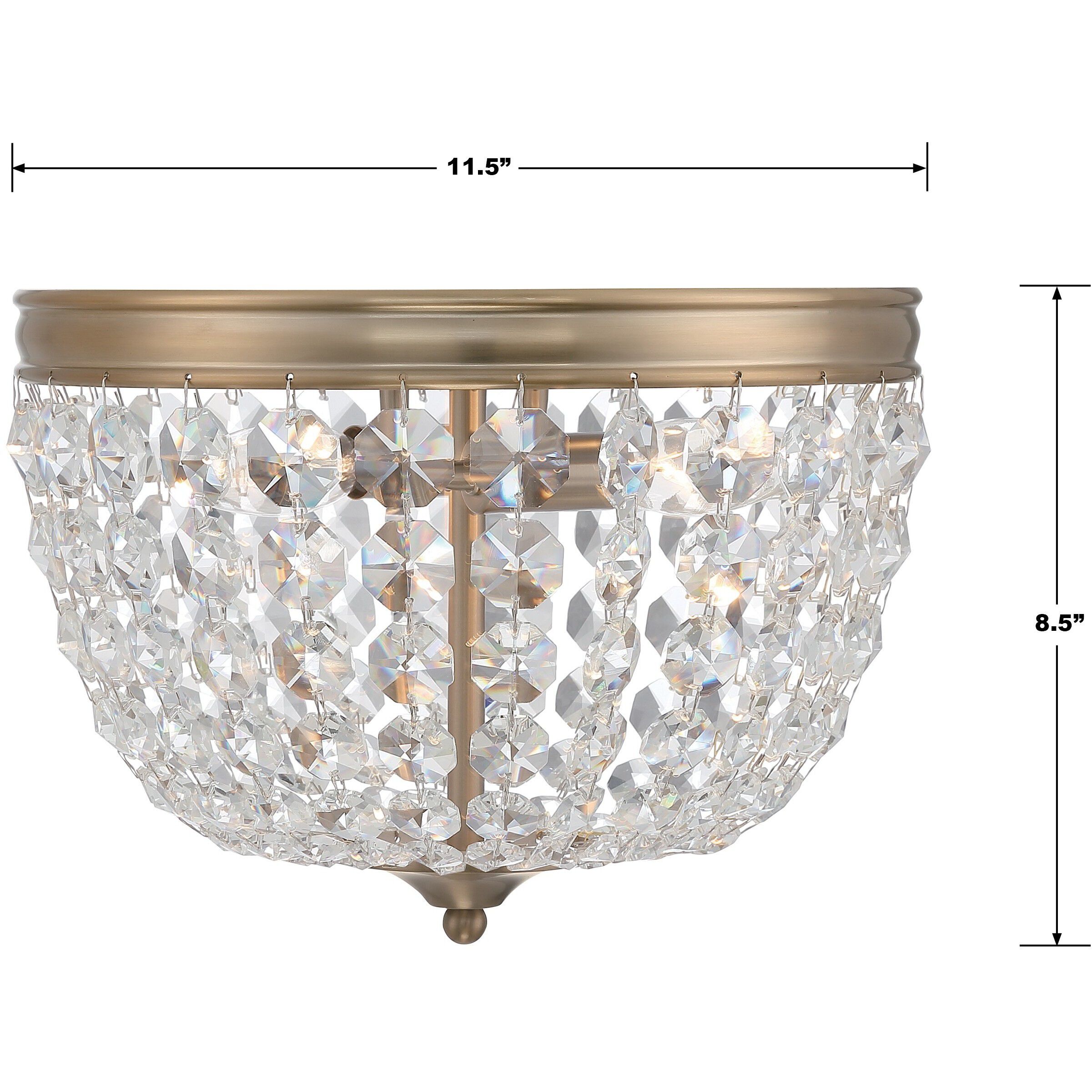 Nola 2 Light 11.5 inch Vibrant Gold Flush Ceiling Light