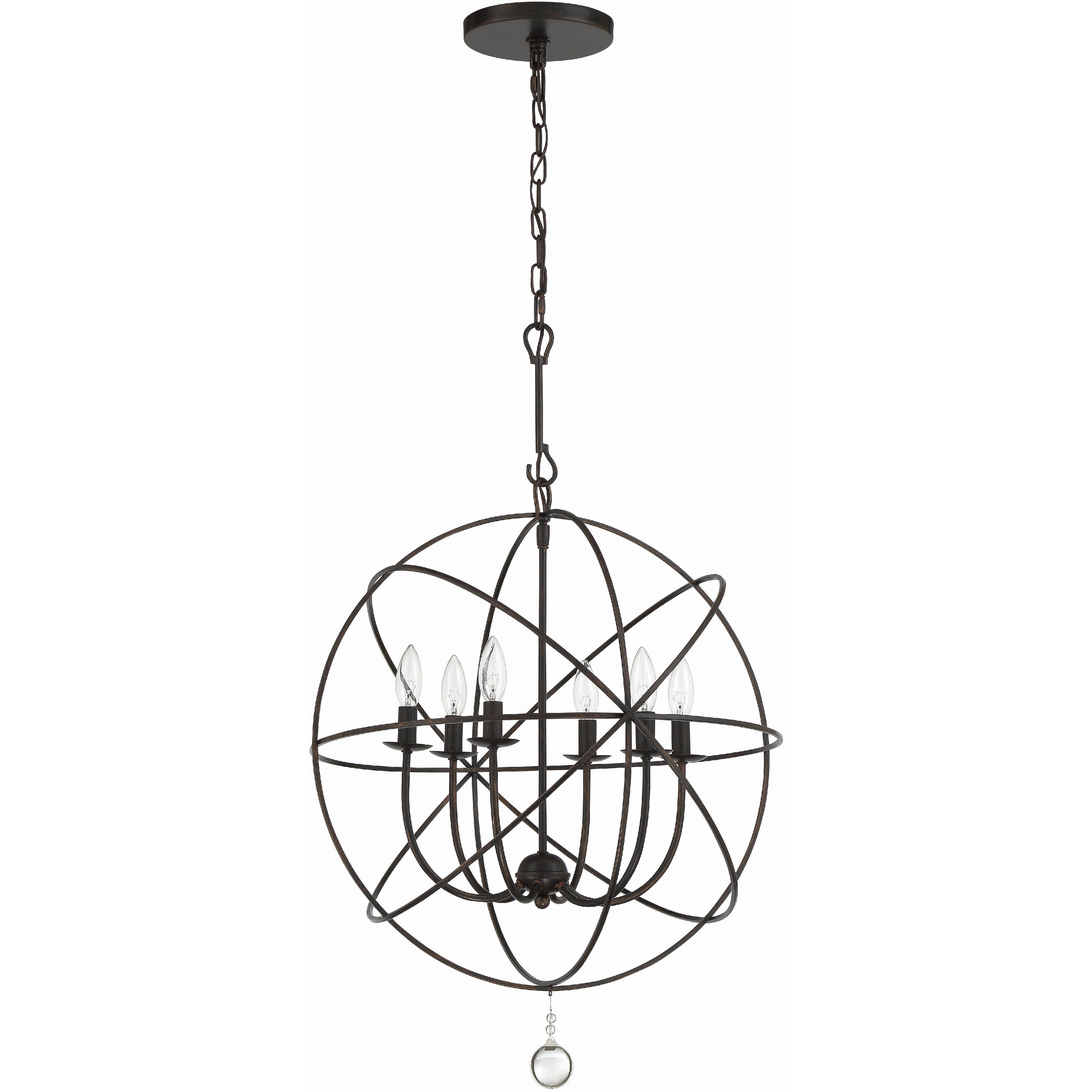 Solaris 6 Light 22.5 inch English Bronze Chandelier Ceiling Light