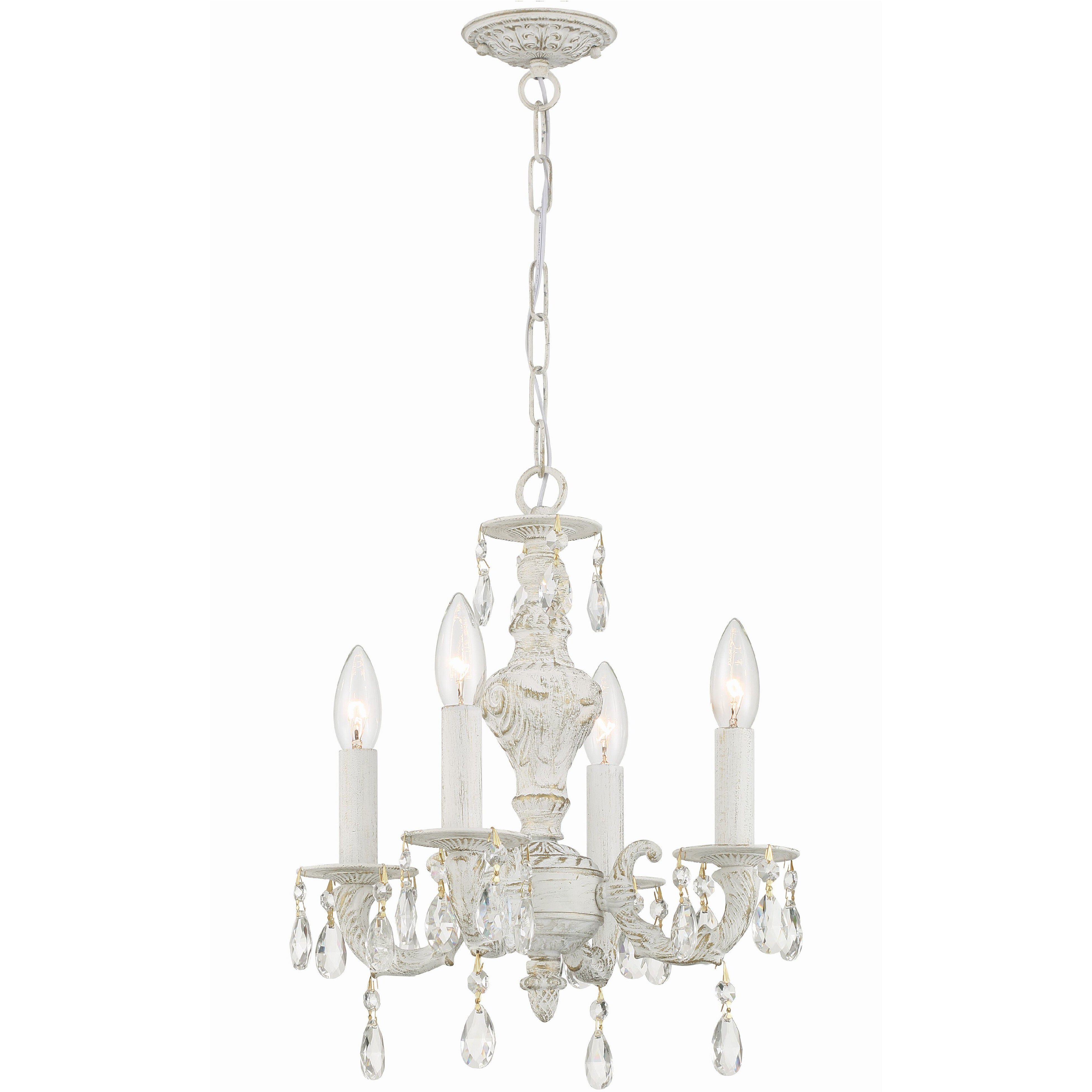Paris Market 4 Light 13.5 inch Antique White Mini Chandelier Ceiling Light in Clear Swarovski Strass