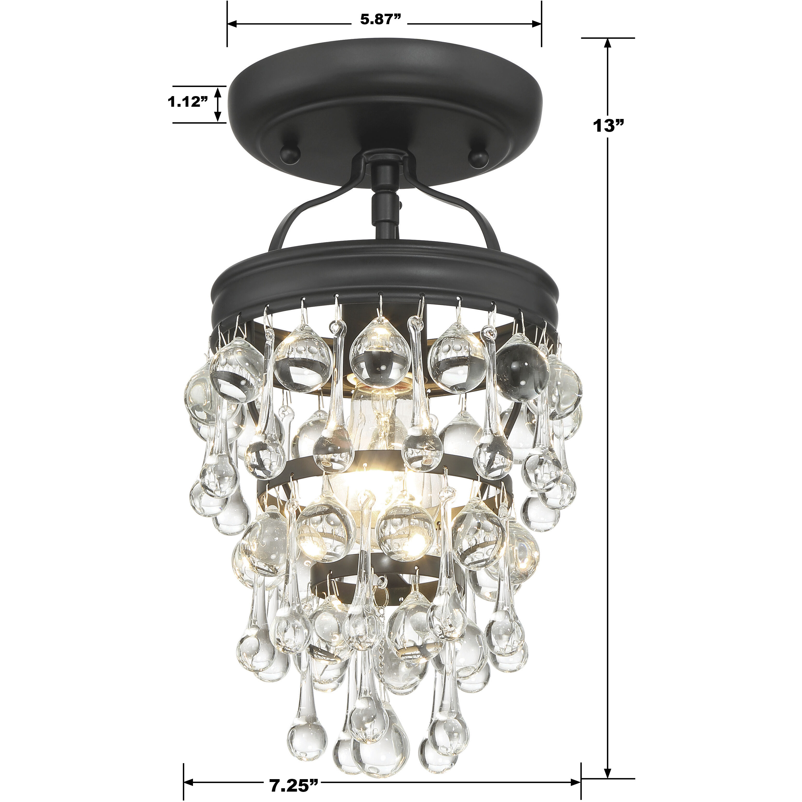 Calypso 1 Light 7.25 inch Matte Black Semi Flush Ceiling Light