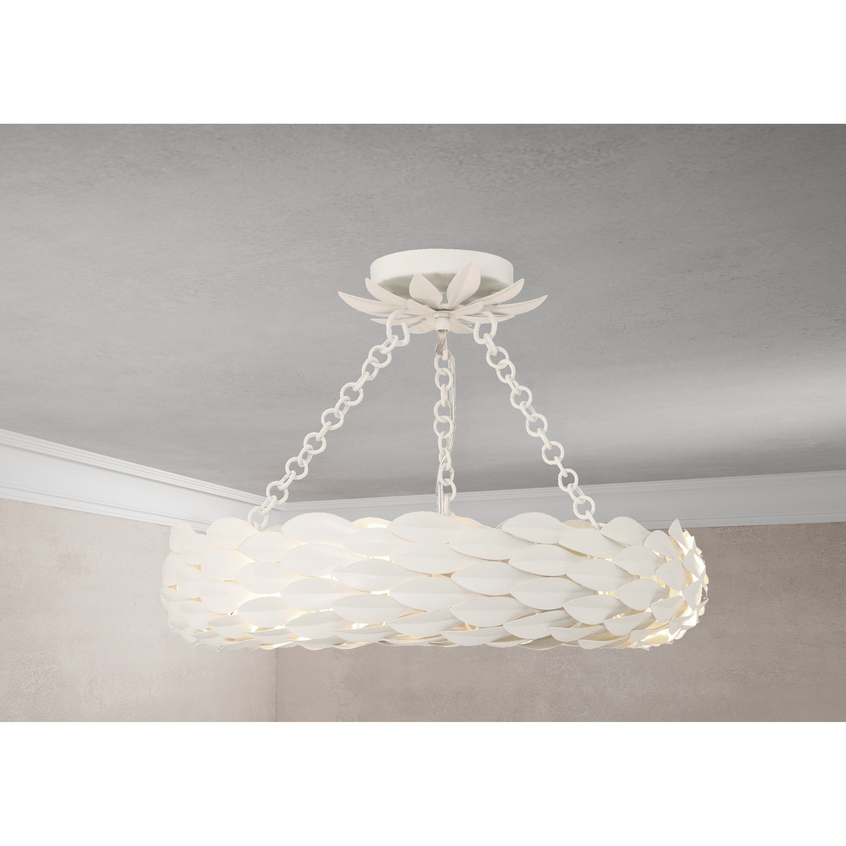 Broche 6 Light 18 inch Matte White Semi Flush Ceiling Light