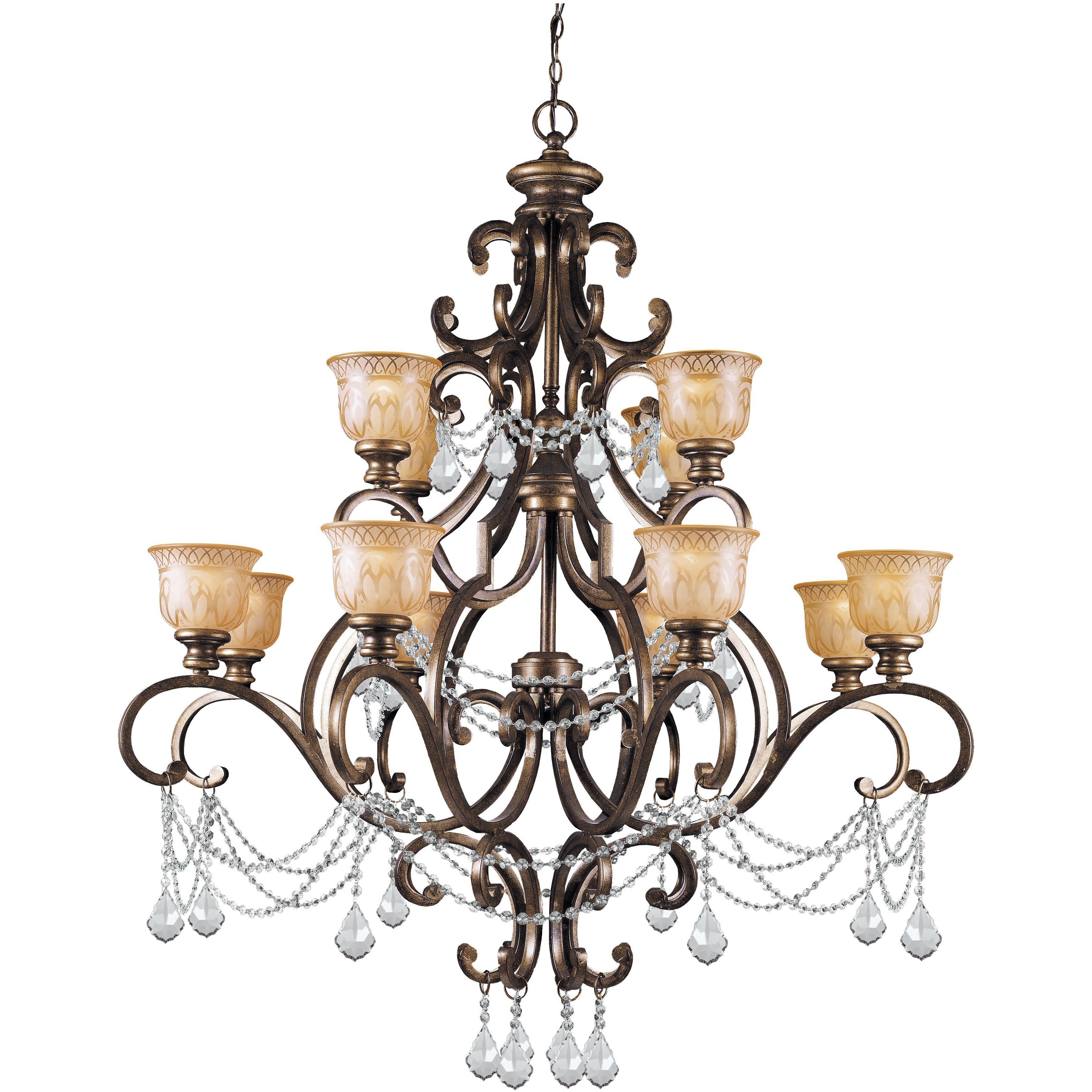 Norwalk 12 Light 48 inch Bronze Umber Chandelier Ceiling Light in Clear Spectra