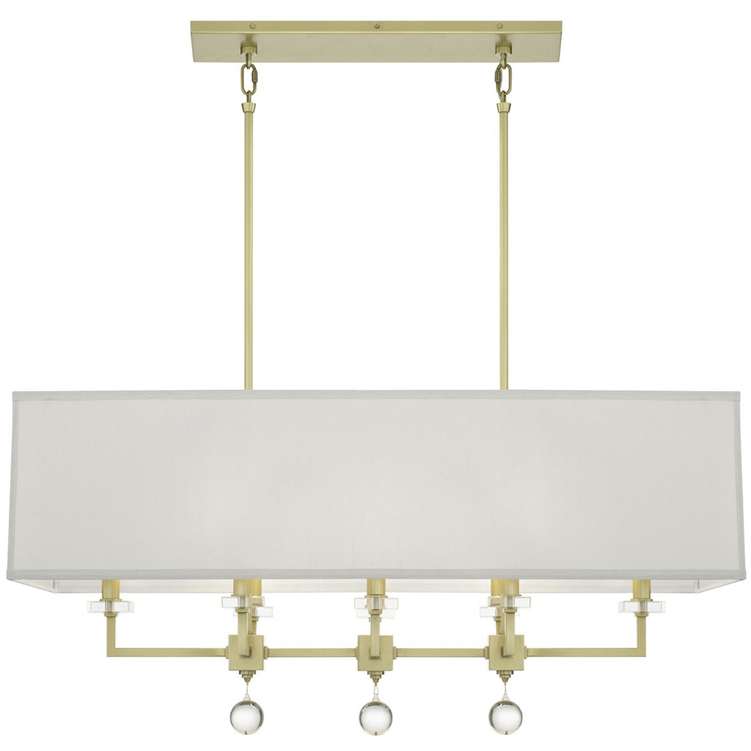Paxton 8 Light 38 inch Aged Brass Linear Chandelier Ceiling Light