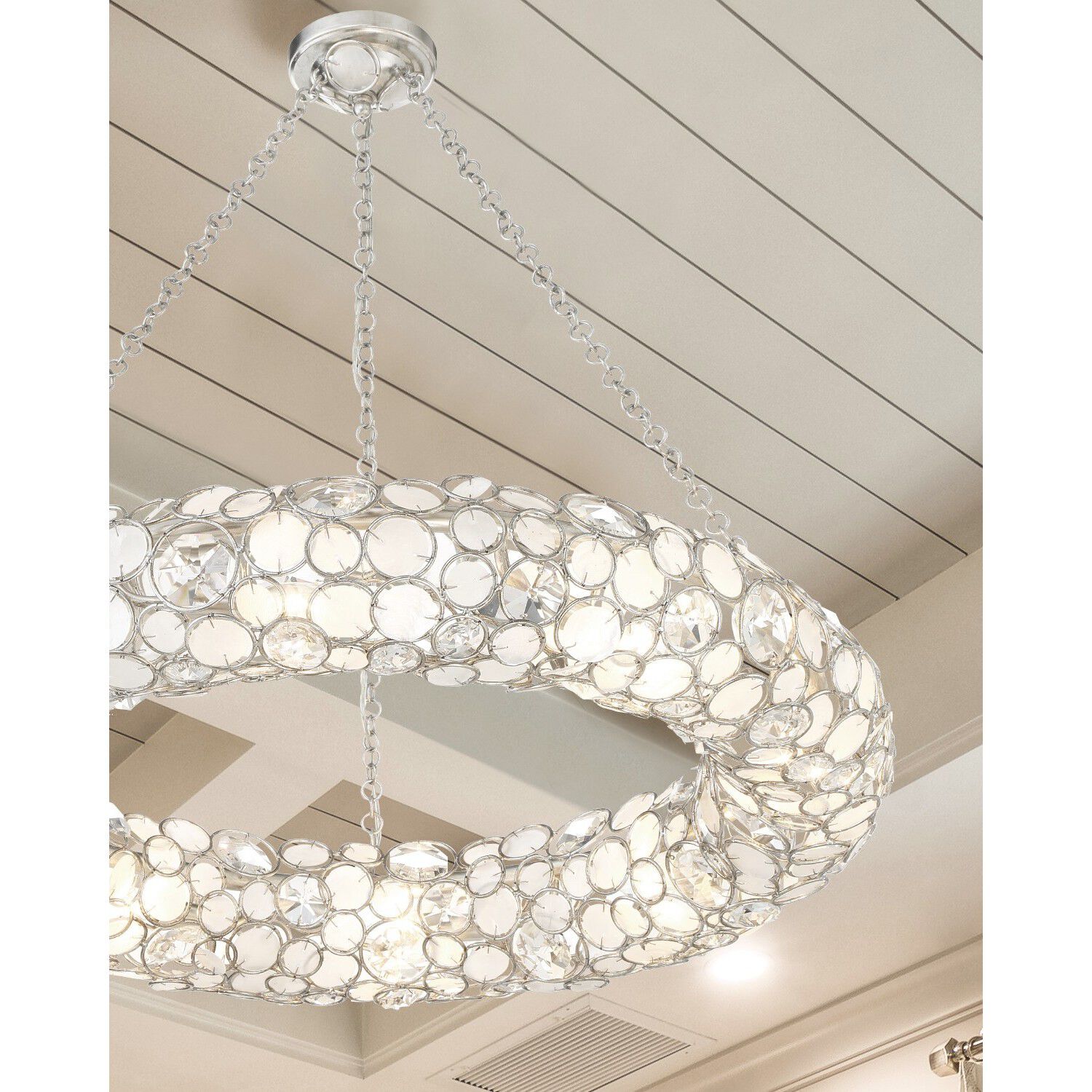 Palla 8 Light 32 inch Antique Silver Chandelier Ceiling Light