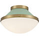 Xander 1 Light 12.25 inch Vibrant Gold Flush Ceiling Light in Vibrant Gold and Green