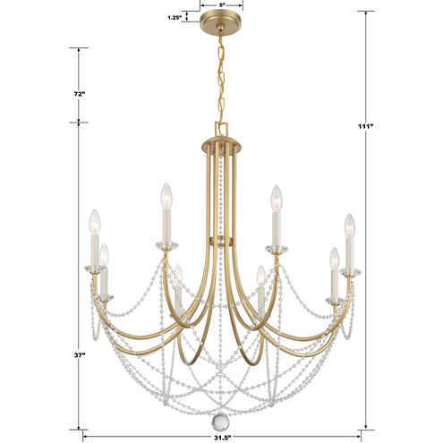 Delilah 8 Light 31.5 inch Aged Brass Chandelier Ceiling Light