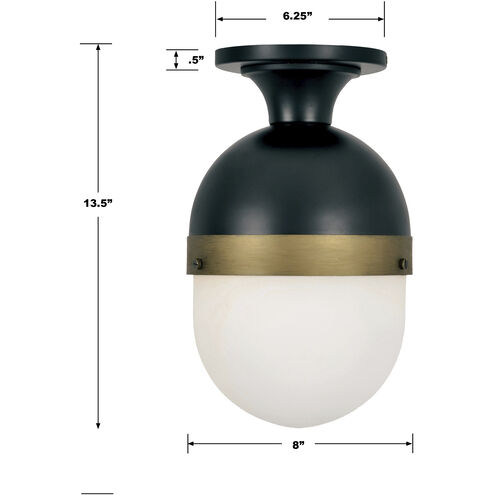 Capsule 1 Light 8 inch Matte Black and Textured Gold Outdoor Semi Flush, Brian Patrick Flynn