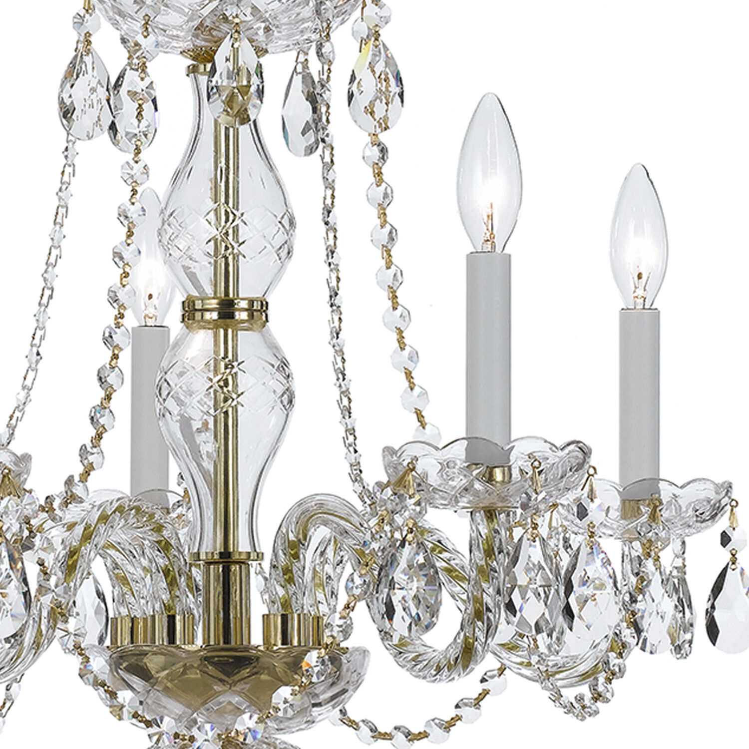 Traditional Crystal 5 Light 21 inch Polished Brass Chandelier Ceiling Light