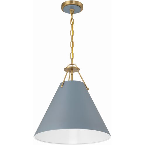 Xavier 3 Light 16 inch Vibrant Gold and Blue Pendant Ceiling Light