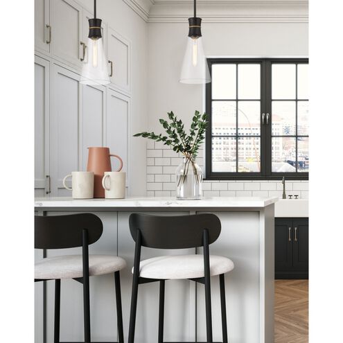 Quinn 1 Light 7 inch Matte Black and Textured Gold Mini Pendant Ceiling Light