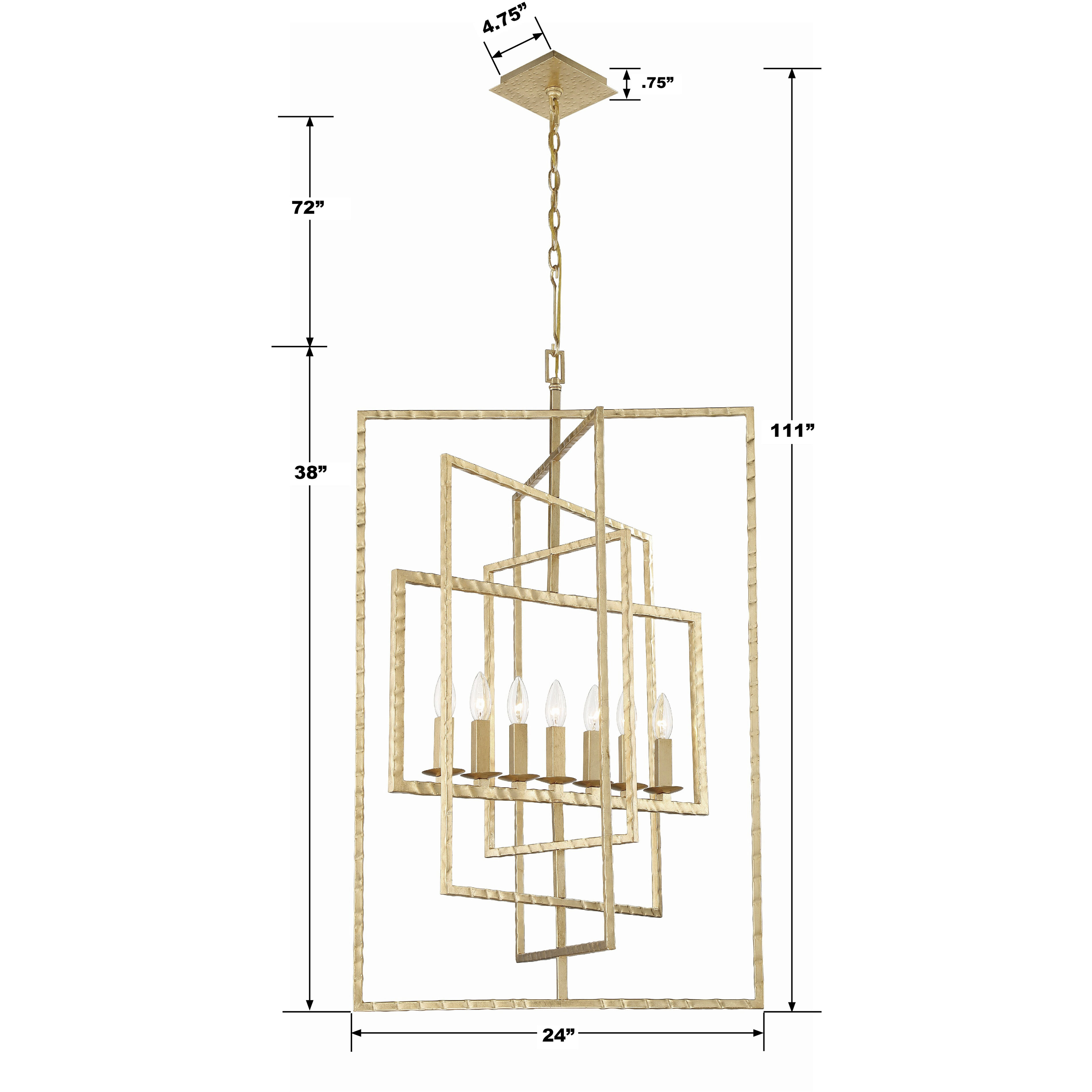 Capri 7 Light 24 inch Antique Gold Lantern Chandelier Ceiling Light