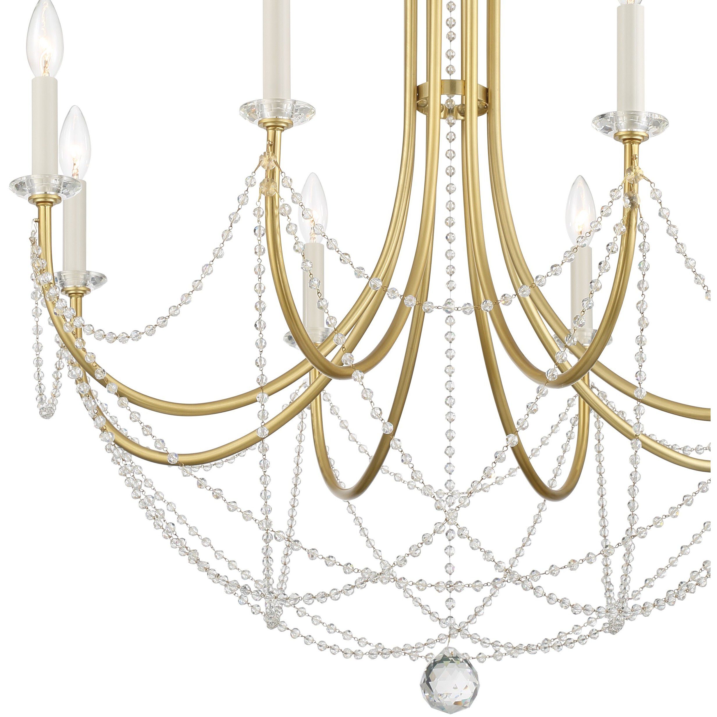 Delilah 8 Light 31.5 inch Aged Brass Chandelier Ceiling Light