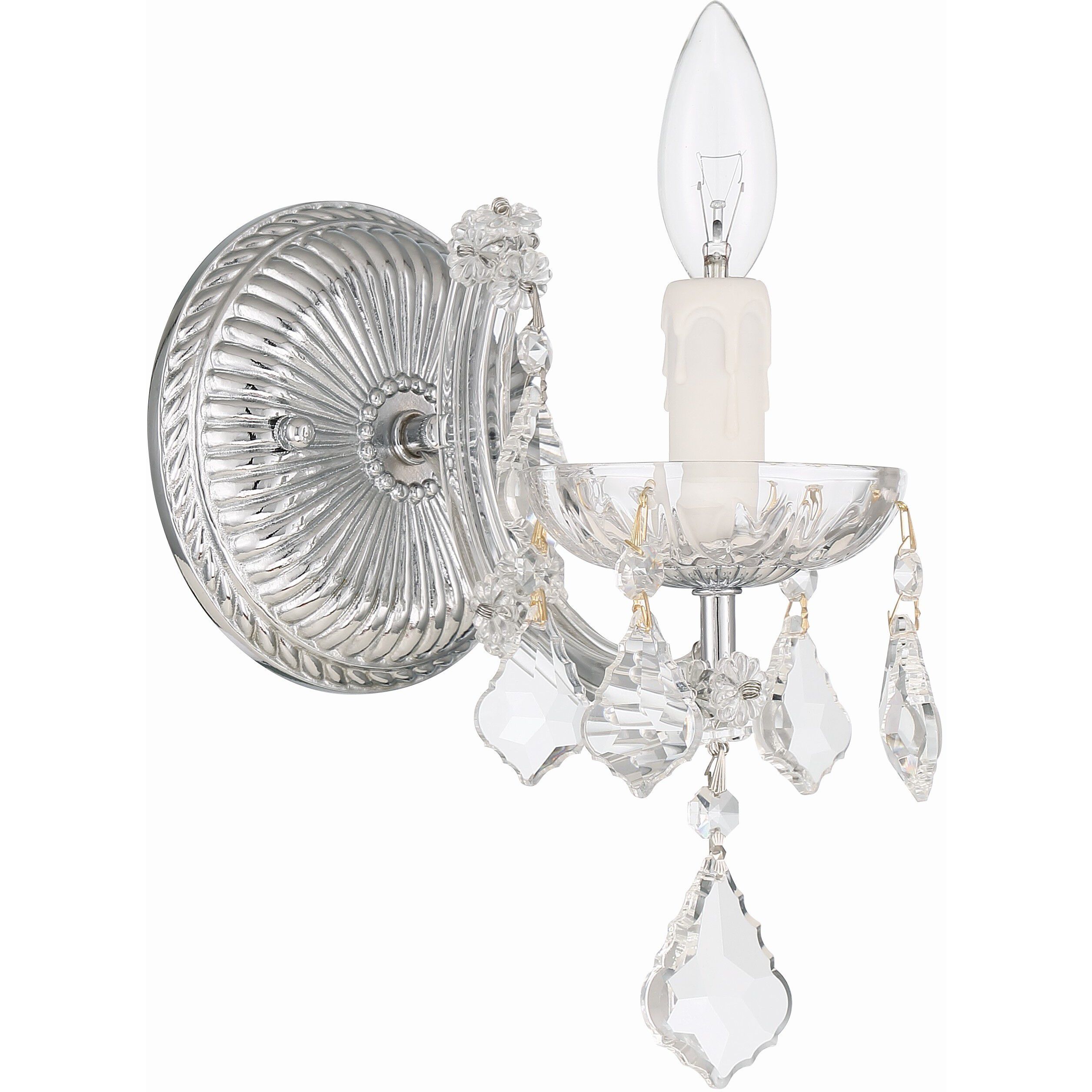 Maria Theresa Sconce Wall Light in Clear Hand Cut, Polished Chrome