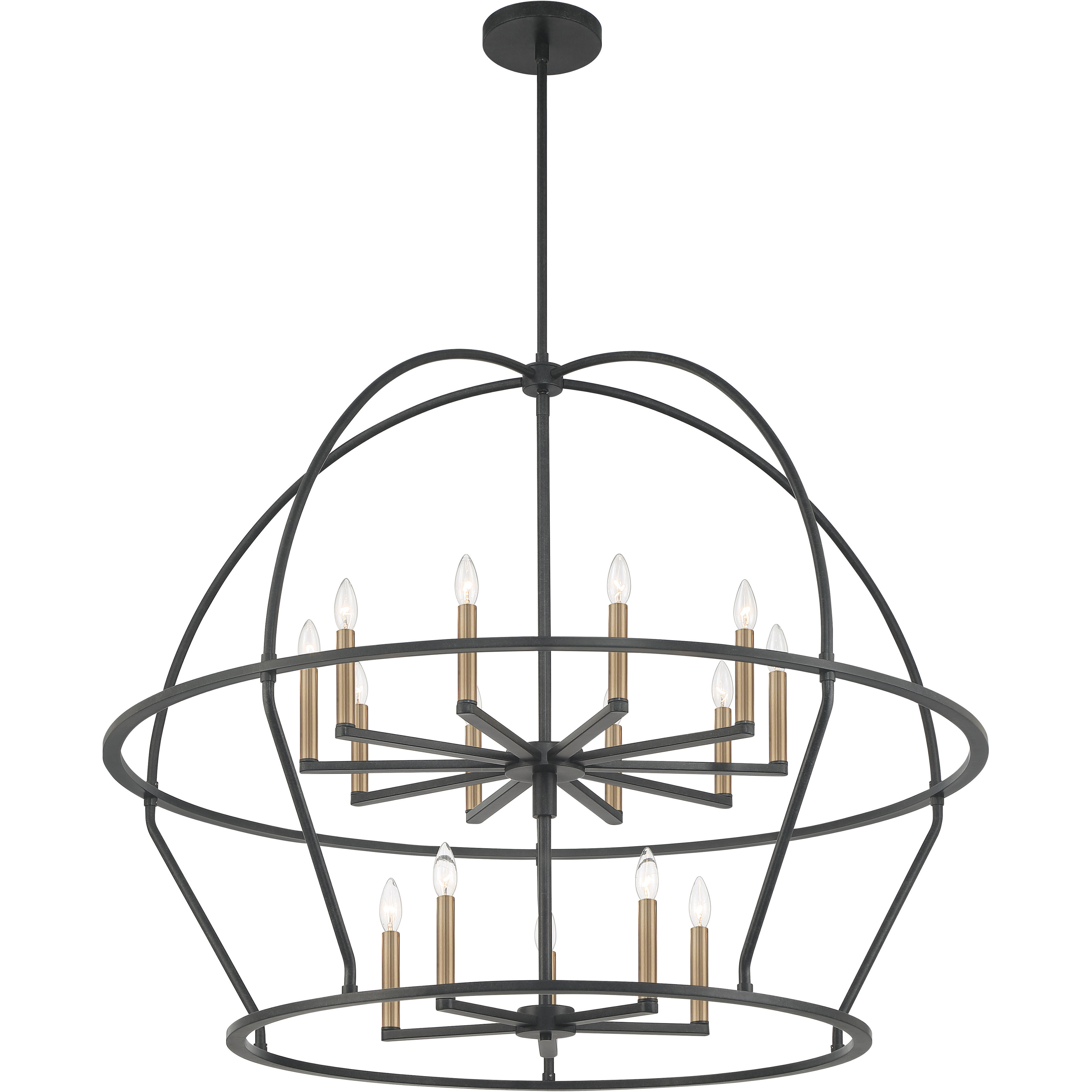 Abbott 15 Light 48 inch Black Chandelier Ceiling Light