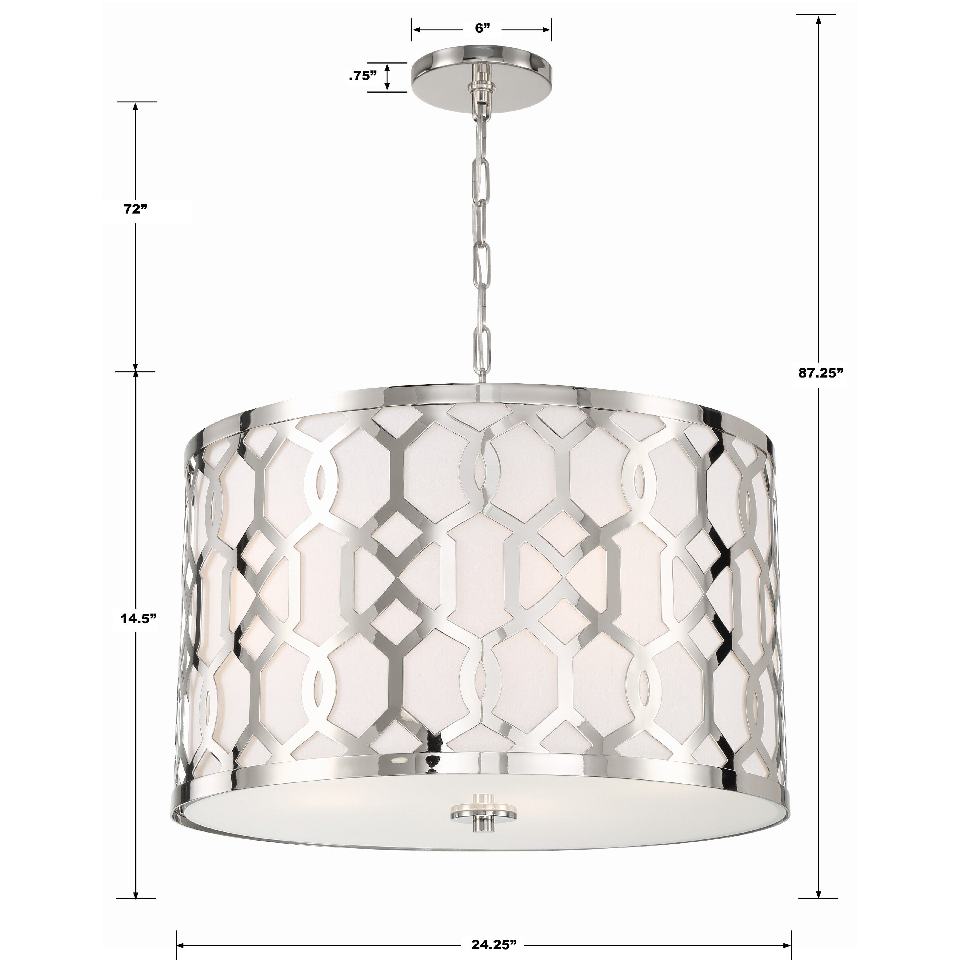 Jennings Pendant Ceiling Light in Polished Nickel