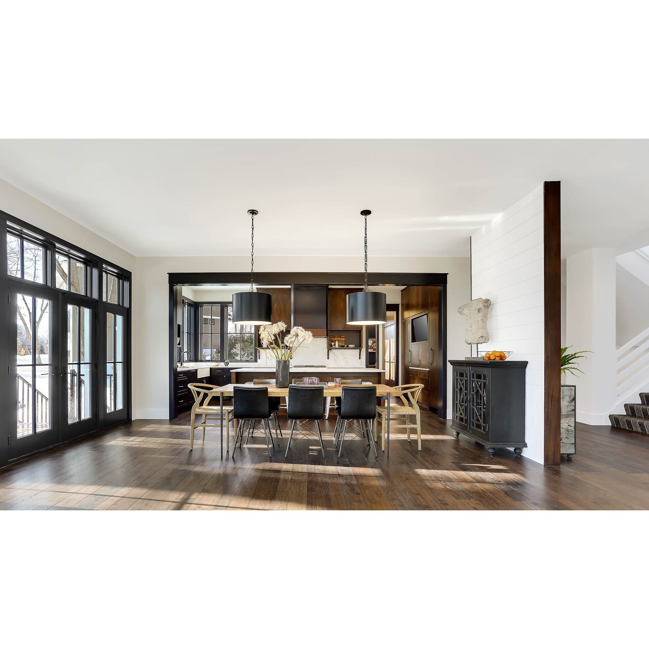 Alston 6 Light 20 inch Matte Black/White Pendant Ceiling Light in Matte Black with White