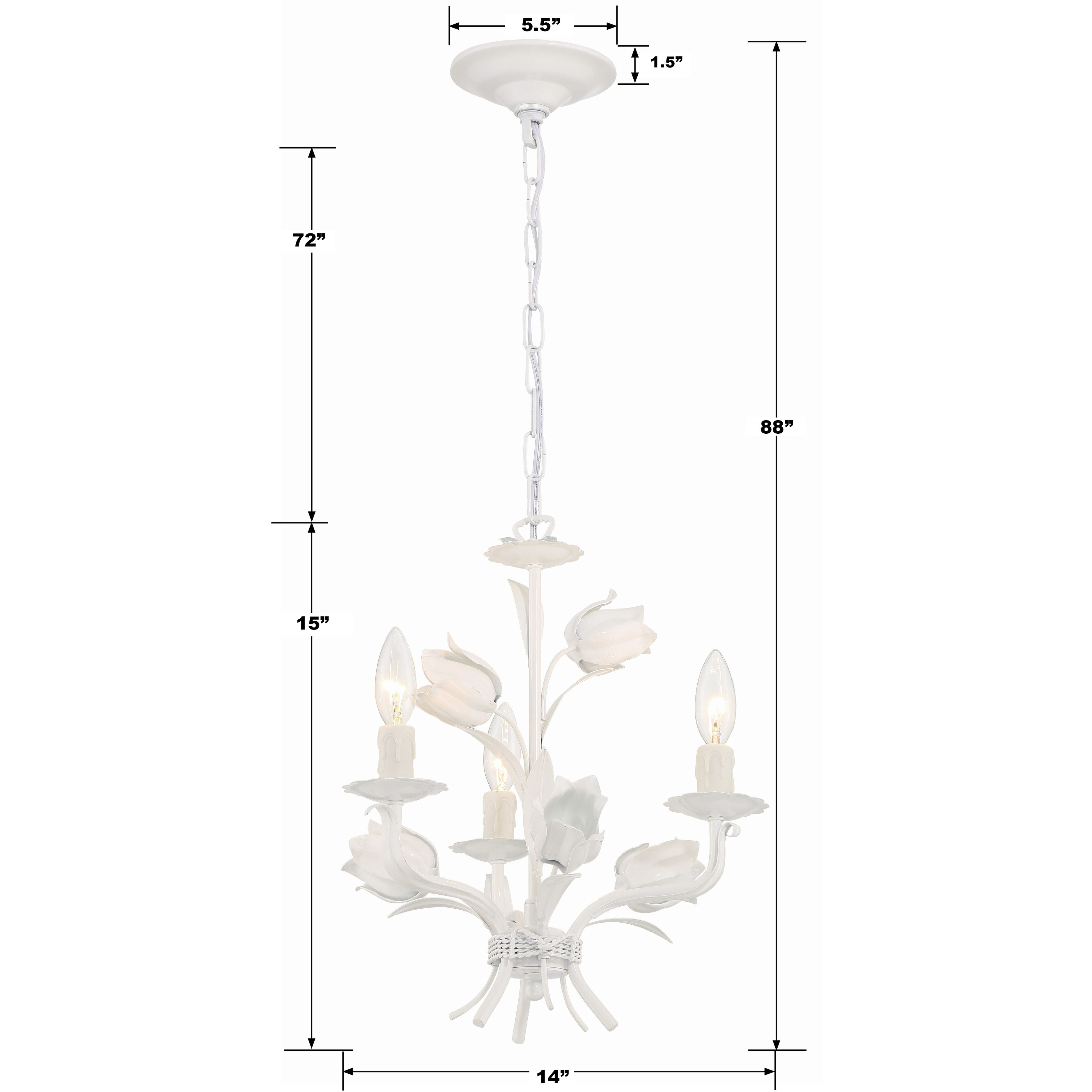 Southport 3 Light 14 inch Wet White Mini Chandelier Ceiling Light