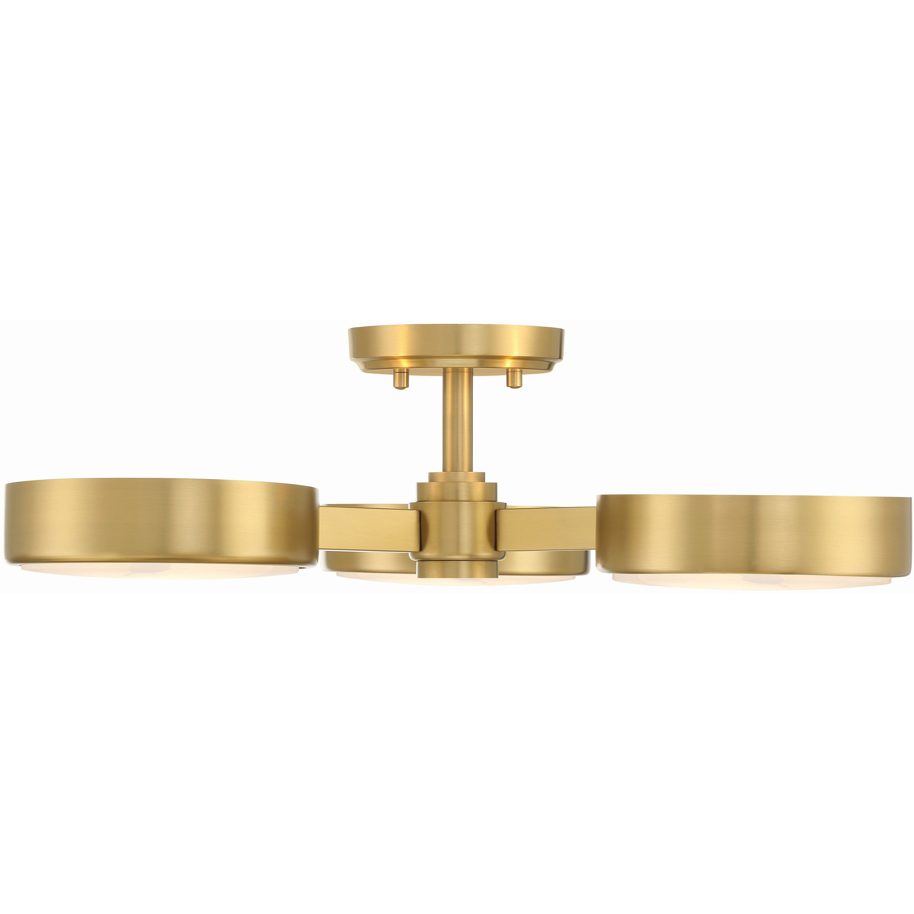 Orson 3 Light 22.5 inch Modern Gold Semi Flush Ceiling Light