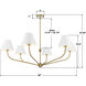 Xavier 6 Light 48 inch Vibrant Gold and White Chandelier Ceiling Light