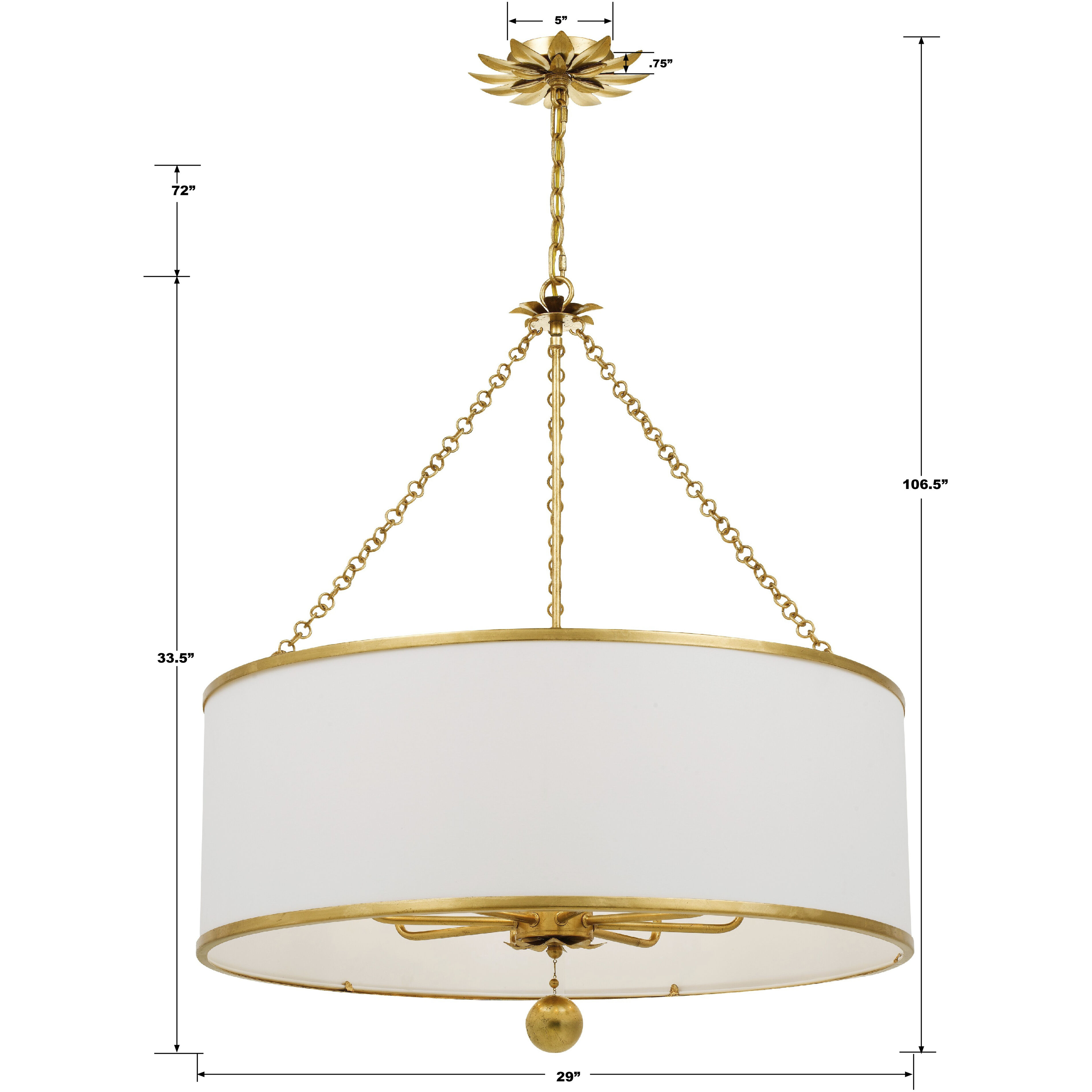 Broche 8 Light 29 inch Antique Gold Chandelier Ceiling Light