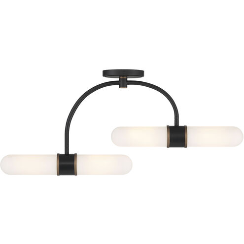 Capsule 4 Light 34.25 inch Matte Black and Textured Gold Semi Flush Ceiling Light
