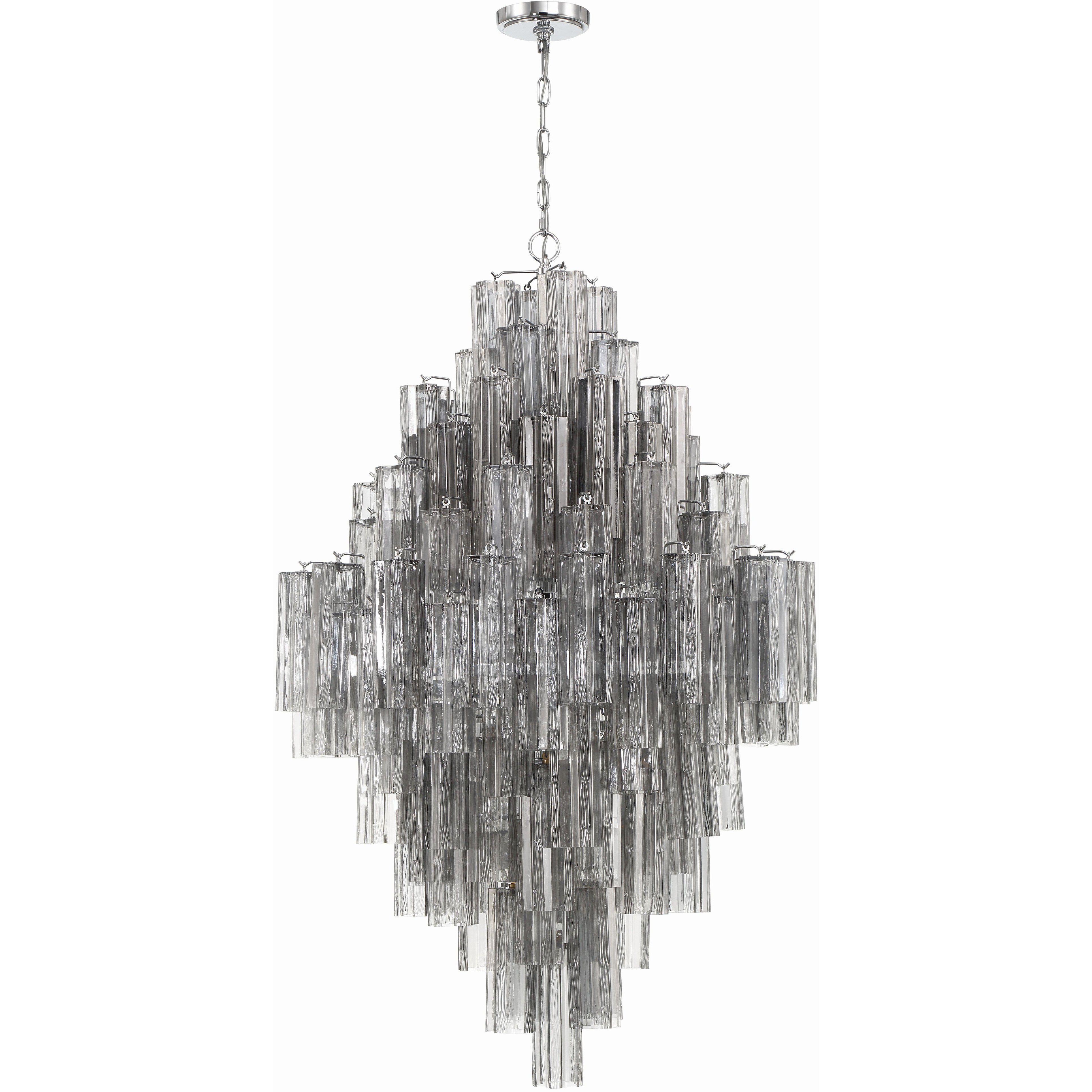 Addis 20 Light 31.5 inch Polished Chrome Chandelier Ceiling Light in Smoke
