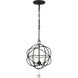 Solaris 3 Light 12.5 inch Black Mini Chandelier Ceiling Light