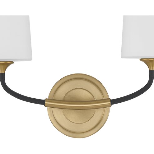 Niles 2 Light 15 inch Black Forged and Modern Gold Sconce Wall Light
