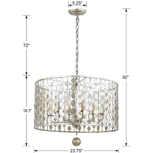 Layla 6 Light 23.75 inch Antique Silver Chandelier Ceiling Light