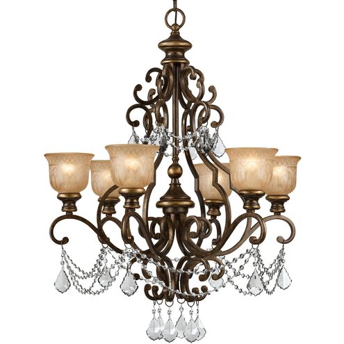 Norwalk 6 Light 28 inch Bronze Umber Chandelier Ceiling Light in Clear Italian