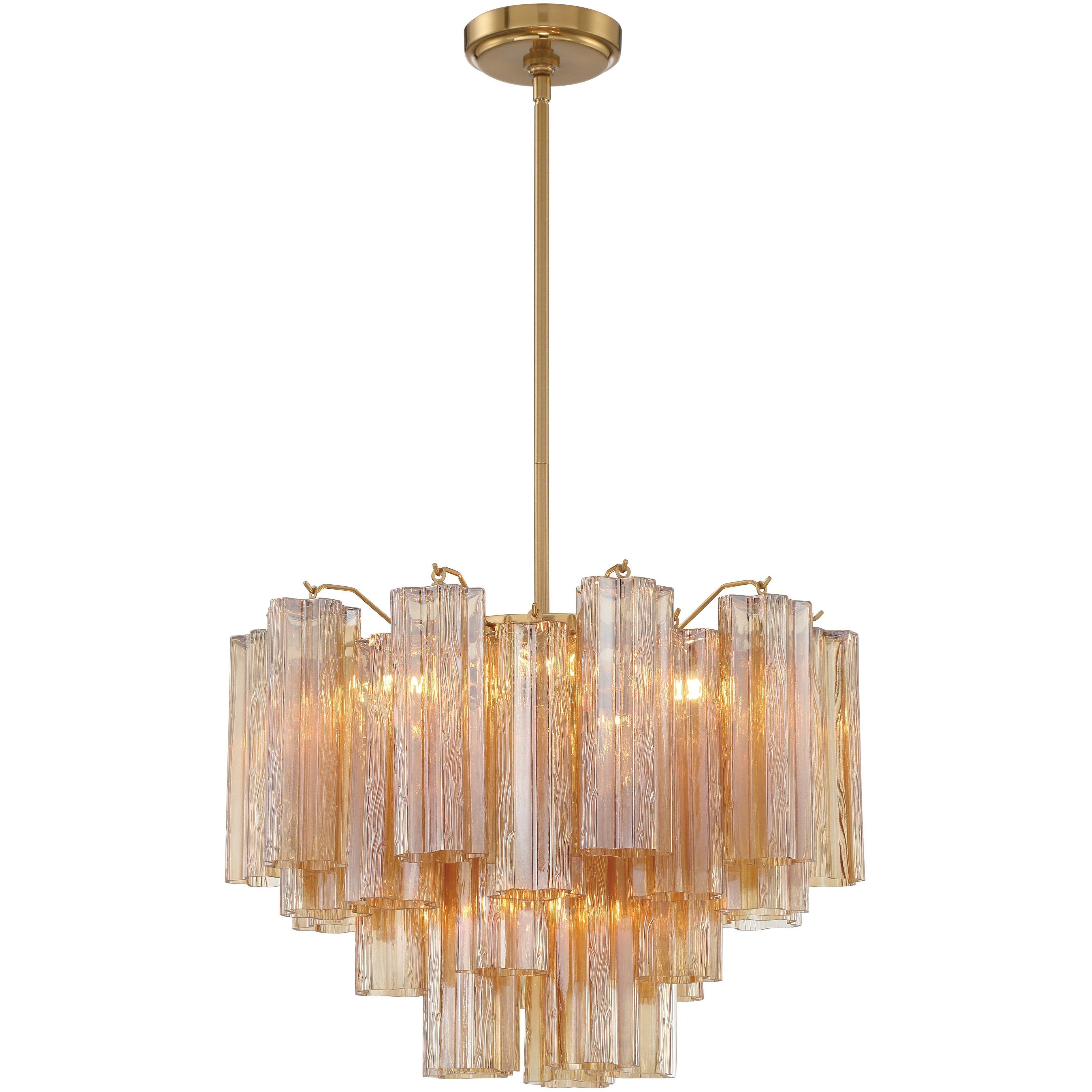 Addis 6 Light 19.75 inch Aged Brass Chandelier Ceiling Light in Tronchi Glass Amber