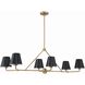 Xavier 6 Light 46 inch Vibrant Gold Linear Chandelier Ceiling Light