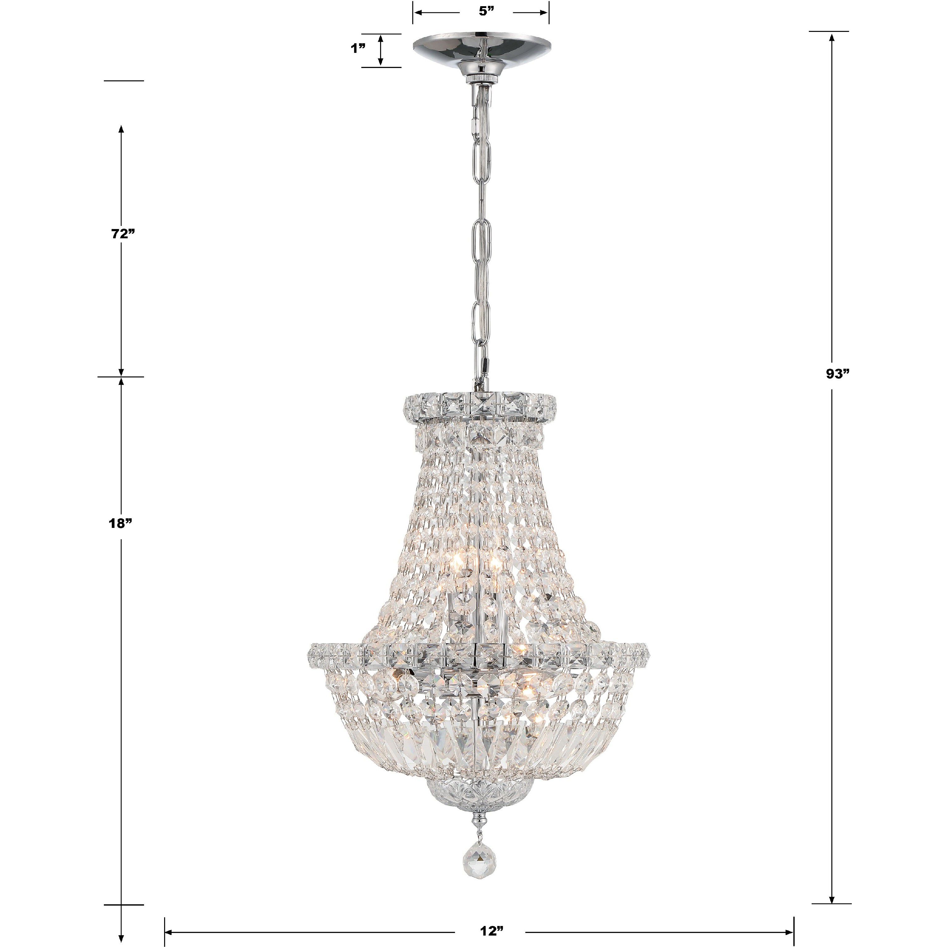 Roslyn 5 Light 12 inch Polished Chrome Mini Chandelier Ceiling Light