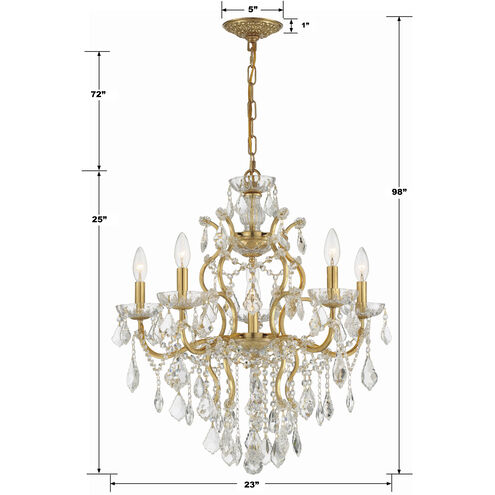 Filmore 6 Light 23 inch Antique Gold Chandelier Ceiling Light in Clear Hand Cut