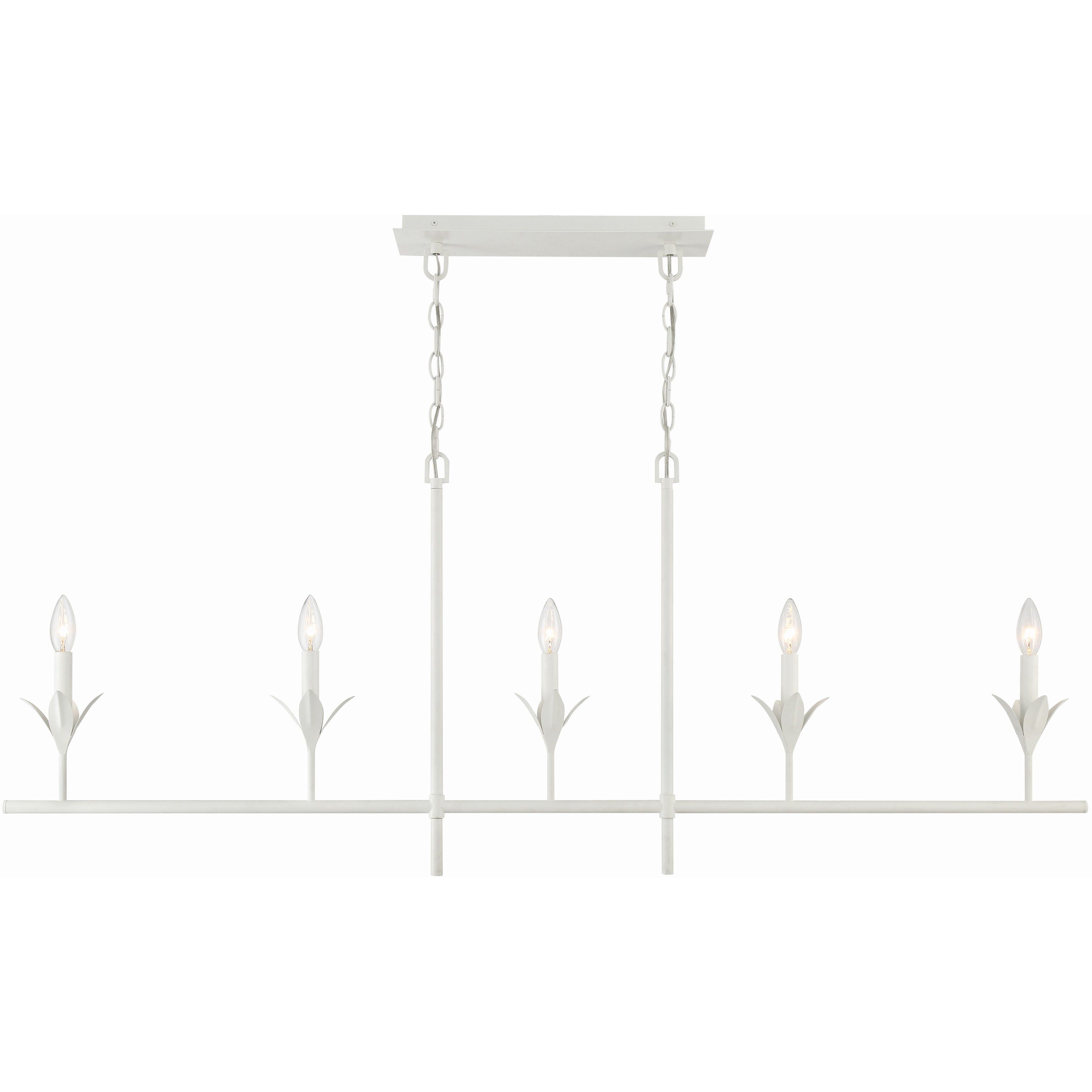 Broche 5 Light 53.5 inch Matte White Linear Chandelier Ceiling Light
