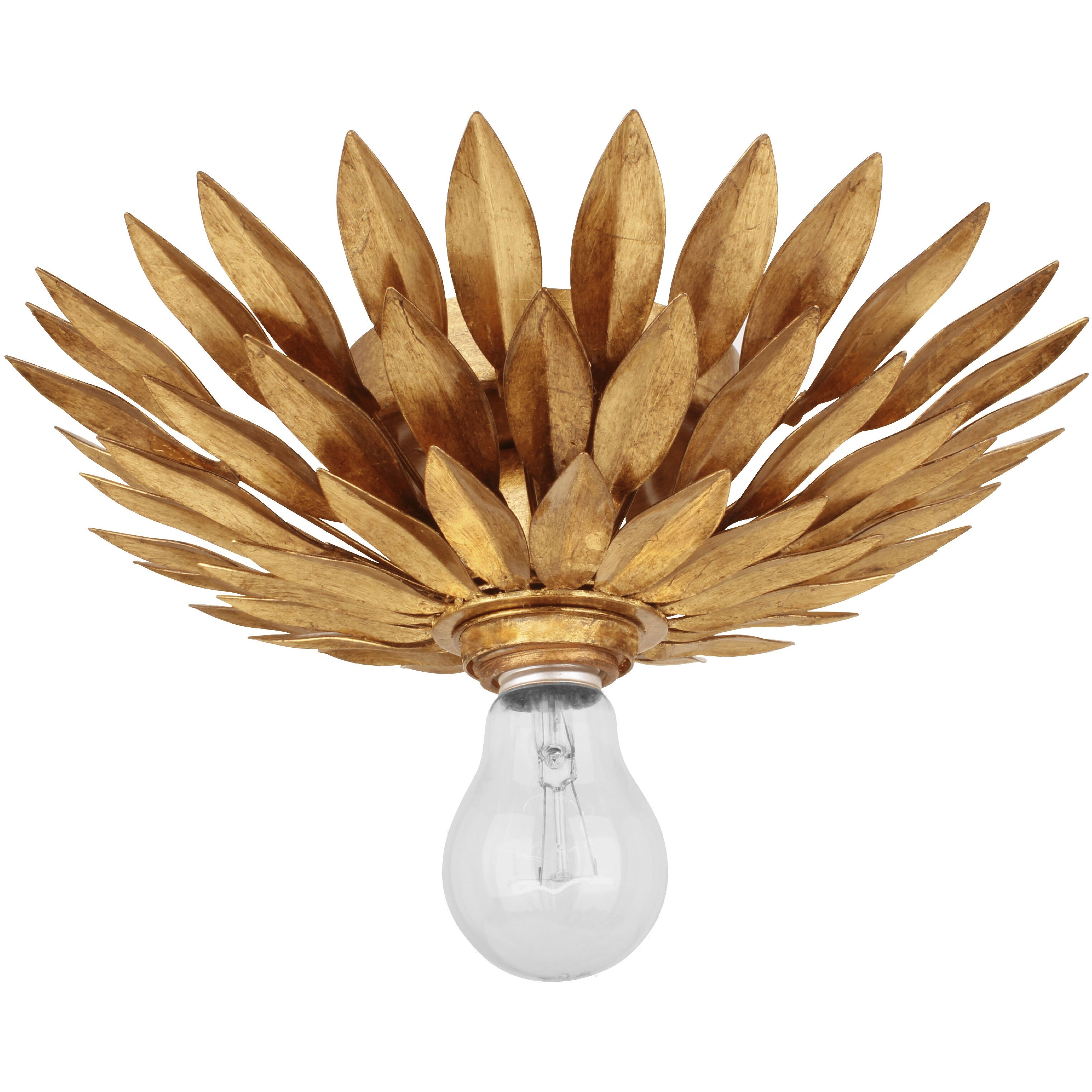 Broche 1 Light 11 inch Antique Gold Flush Ceiling Light