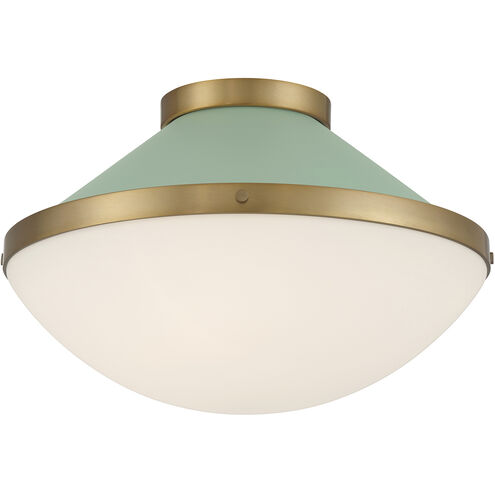 Xander 2 Light 16.25 inch Vibrant Gold and Green Flush Mount Ceiling Light