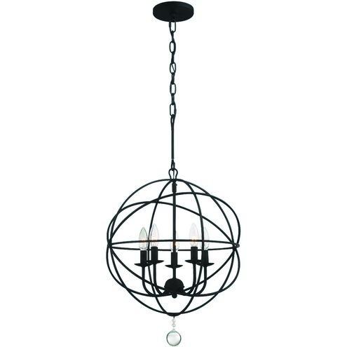 Solaris 5 Light 17 inch Black Mini Chandelier Ceiling Light