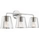 Fulton Bath Vanity Light Wall Light in Polished Nickel, Clear