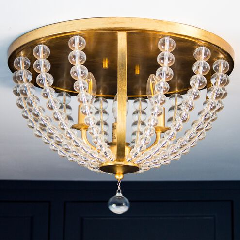 Roxy 3 Light 16.5 inch Antique Gold Flush Ceiling Light