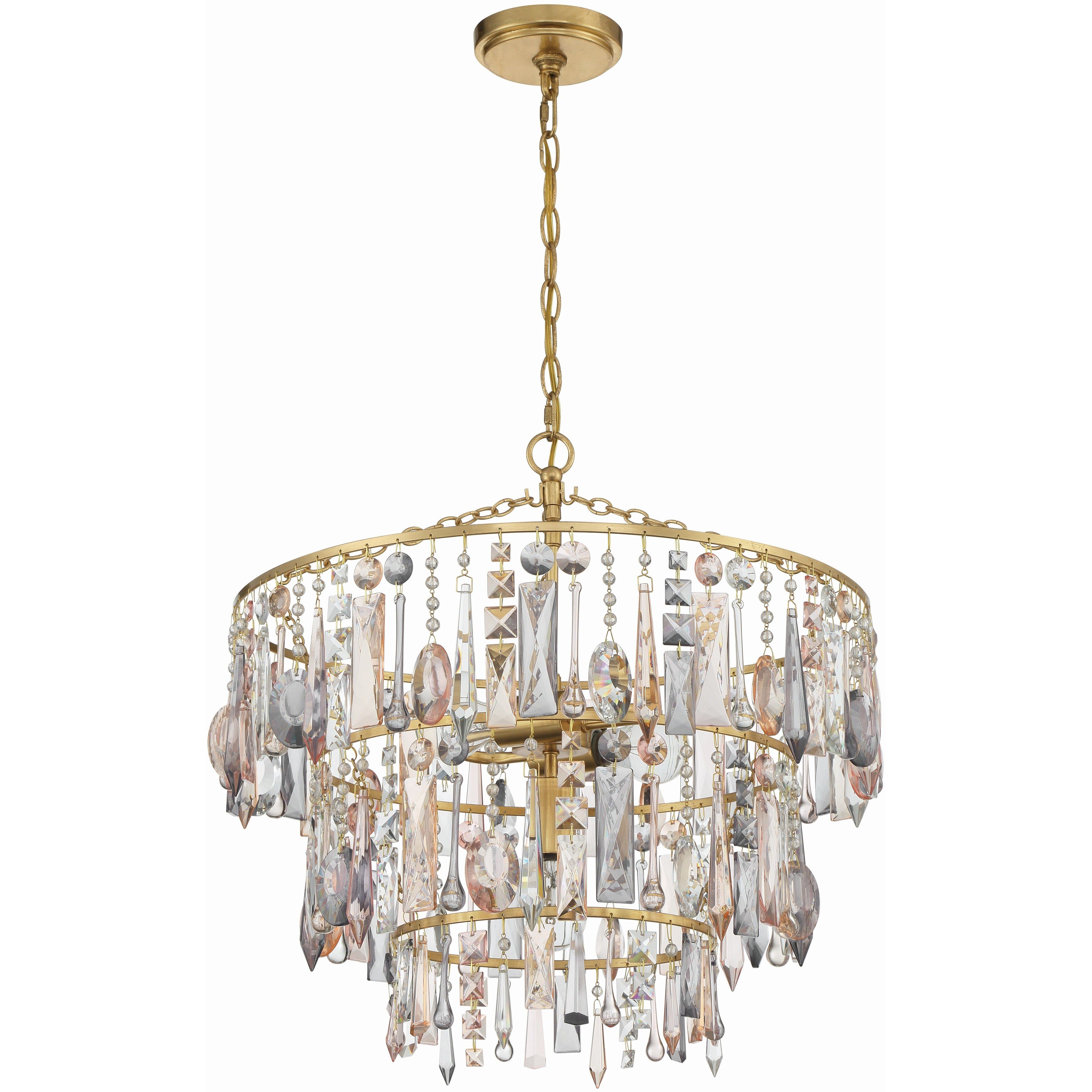 Elsa 3 Light 20 inch Antique Gold Chandelier Ceiling Light
