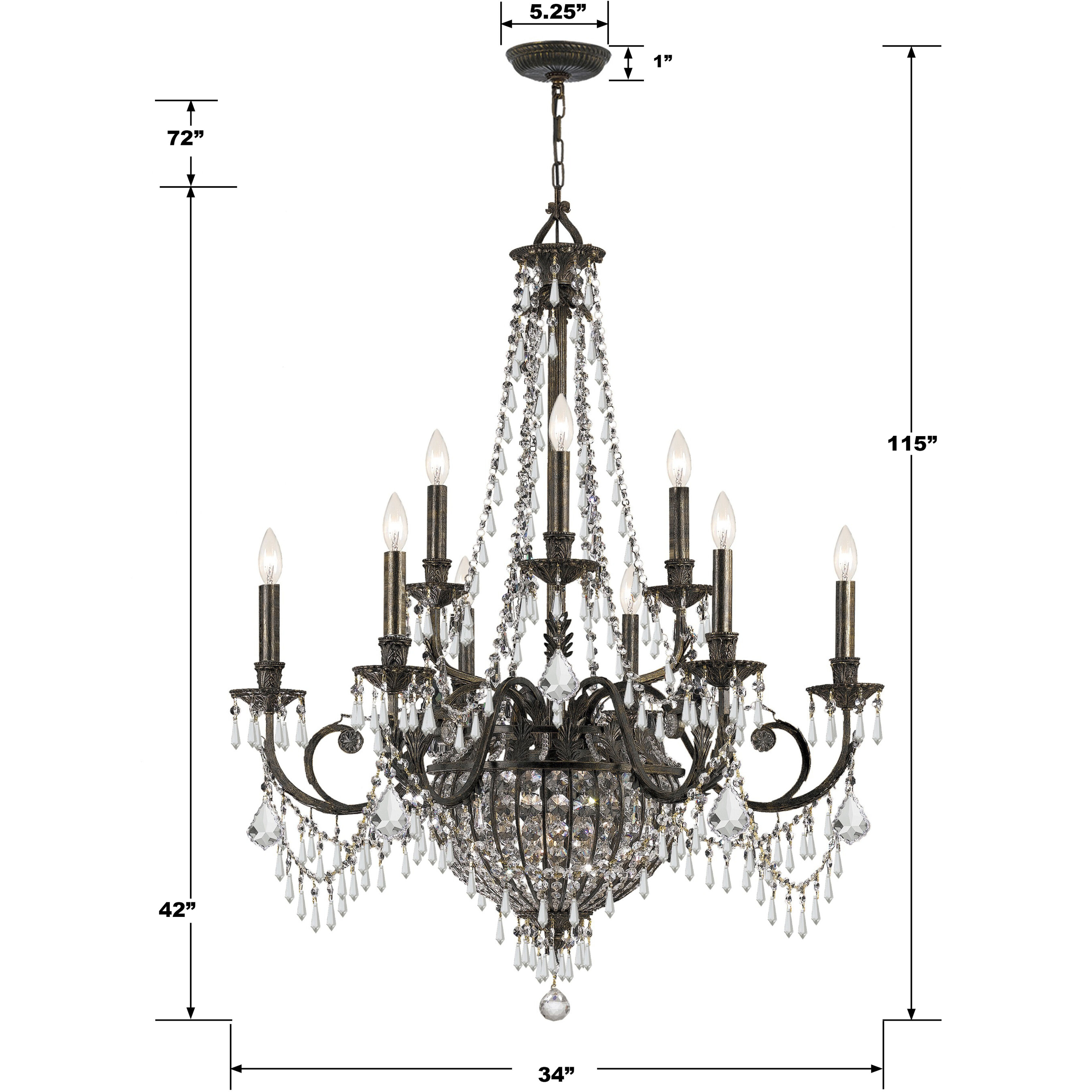 Vanderbilt 12 Light 34 inch English Bronze Chandelier Ceiling Light